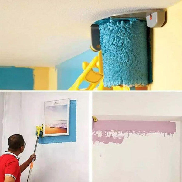 Belro paint roller with trimmer for smooth painting, shown with handle and roller cover, ideal for DIY home renovation projects.