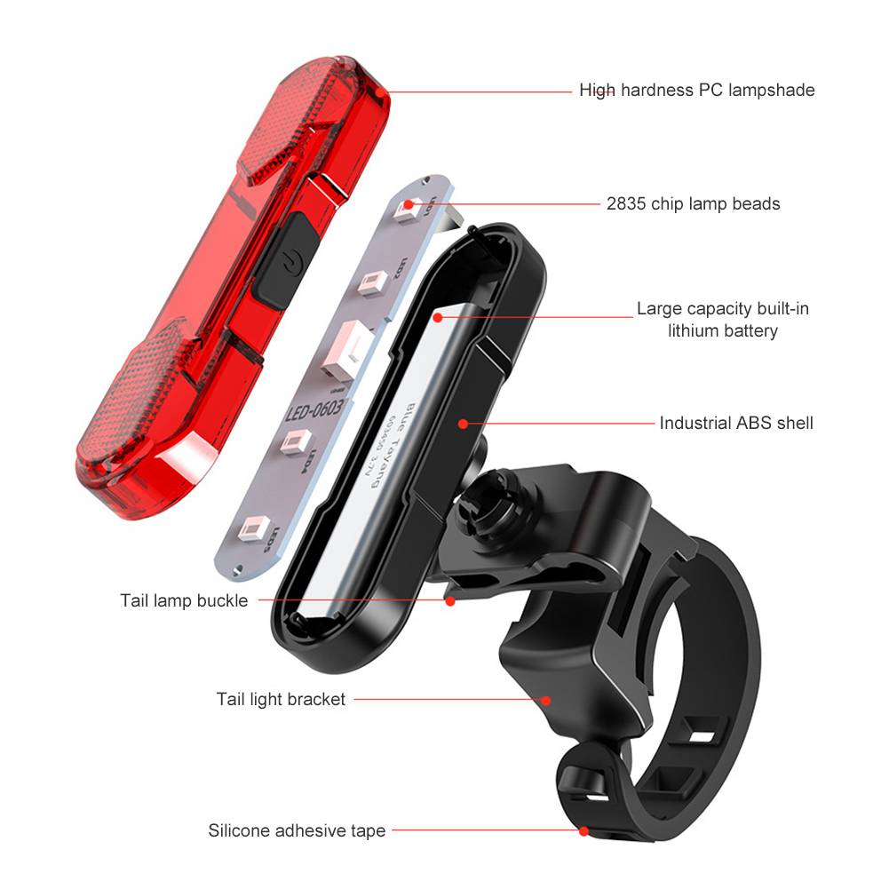 Belro rechargeable LED bike headlight and tail light set mounted on bicycle seatpost, waterproof cycling safety lights.