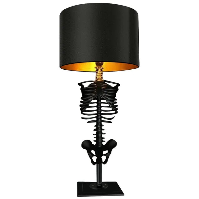 Handcrafted Gothic Skeleton table lamp by Belro featuring a detailed skeleton design, perfect for moody lighting and unique decor.