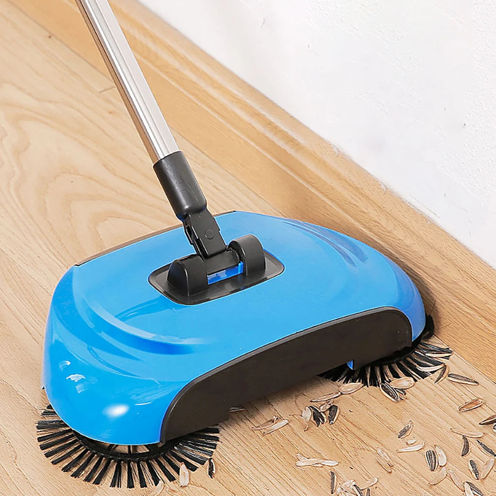 Belro manual 2-in-1 broom with rotating brush for home cleaning, featuring a lightweight handle and versatile design.