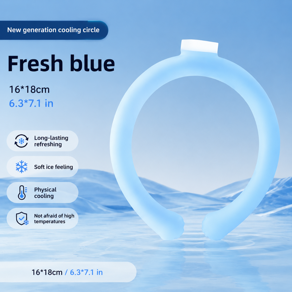 DecorsDeluxe wearable neck cooling ring, a personal cooling device for summer heat relief, designed to keep the neck cool and comfortable.