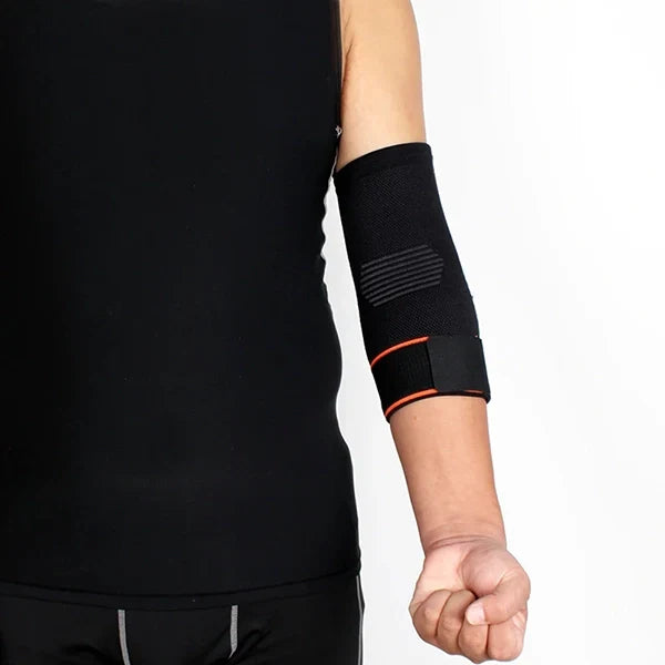Belro elbow support compression sleeve with adjustable suspenders, designed for arm stabilization and comfort.
