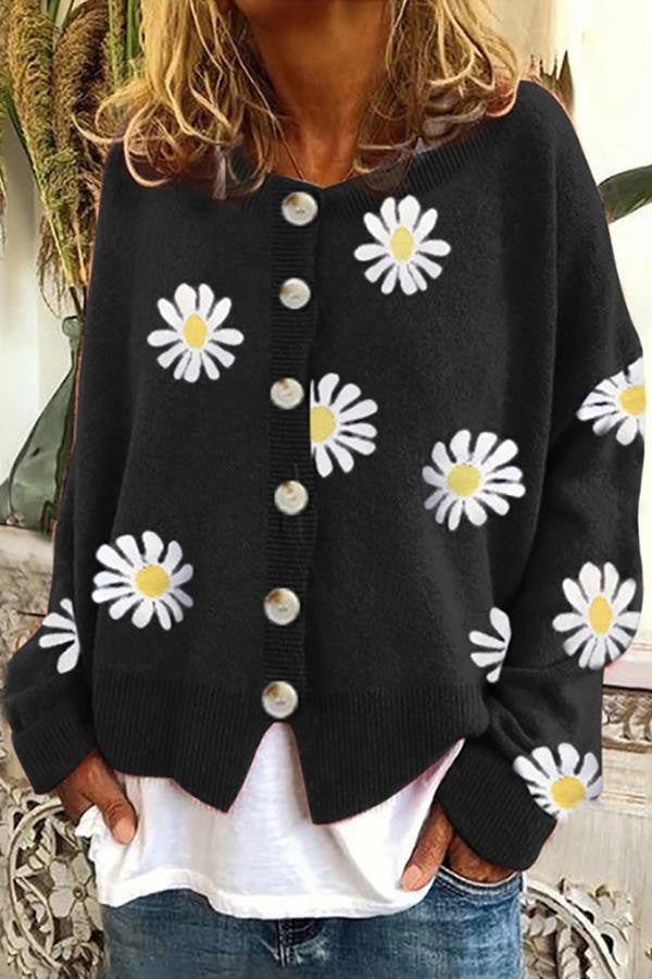 Belro floral embroidery knitted sweater with intricate floral patterns, showcasing detailed craftsmanship and vibrant design.