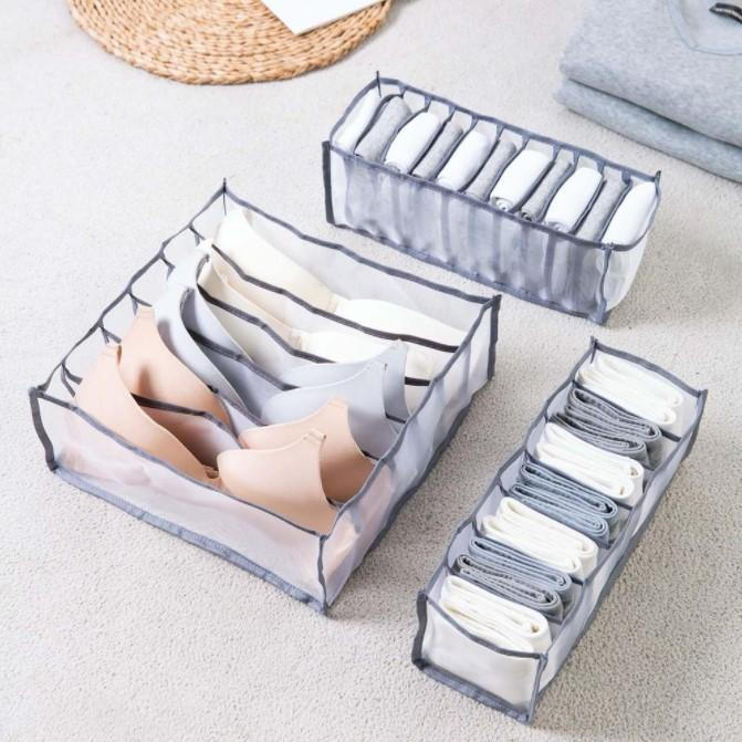 Belro storage boxes for underwear, tidy organization for clothing and lingerie, clear plastic containers with removable dividers.