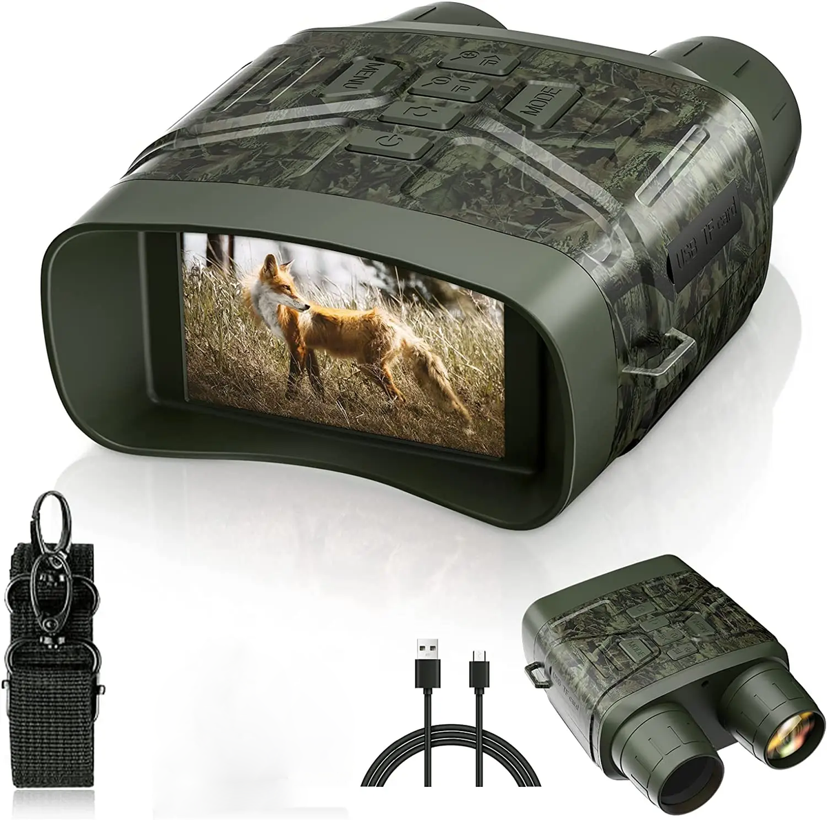 Belro True Night Vision Binoculars showing two large eyepieces and integrated infrared sensor for enhanced low-light viewing.
