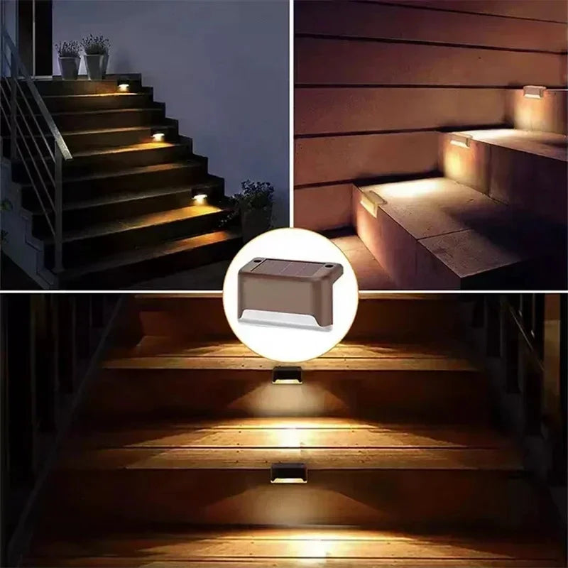 Mivoza Solar Step Lights 8-Pack for outdoor garden path illumination with automatic on/off feature, ideal for outdoor safety and decor.
