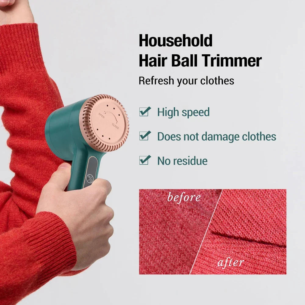 Belro portable electric lint remover for home and outdoor use, handheld device with rotating blades for fabric lint removal.
