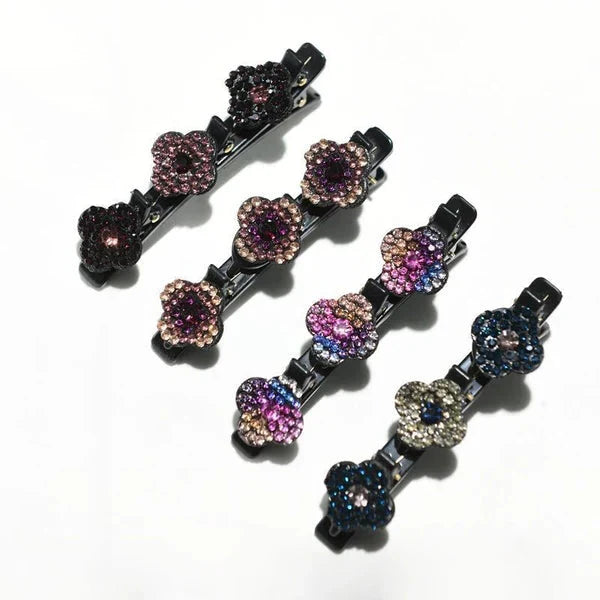 Belro sparkling crystal stone braided hair clips, elegant hair accessories with shimmering crystal accents and braided design.