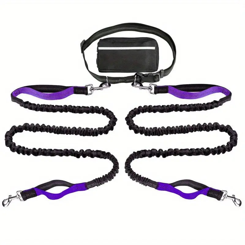 Mivoza hands-free dog walking leash with adjustable bungee, built-in storage pocket, waist clip, and durable design for comfort and safety.