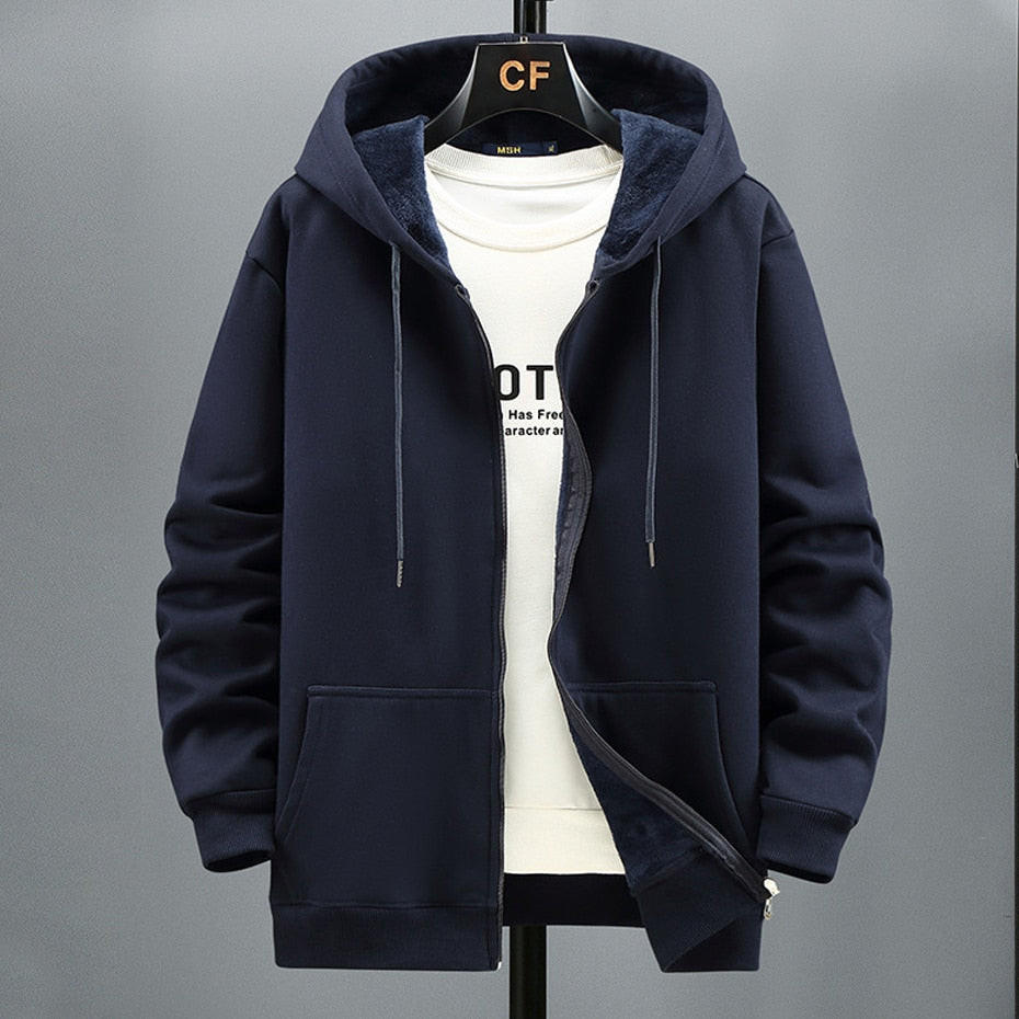 Belro fleece hooded cardigan with automotive-inspired design, featuring a cozy fleece material and a functional hood.
