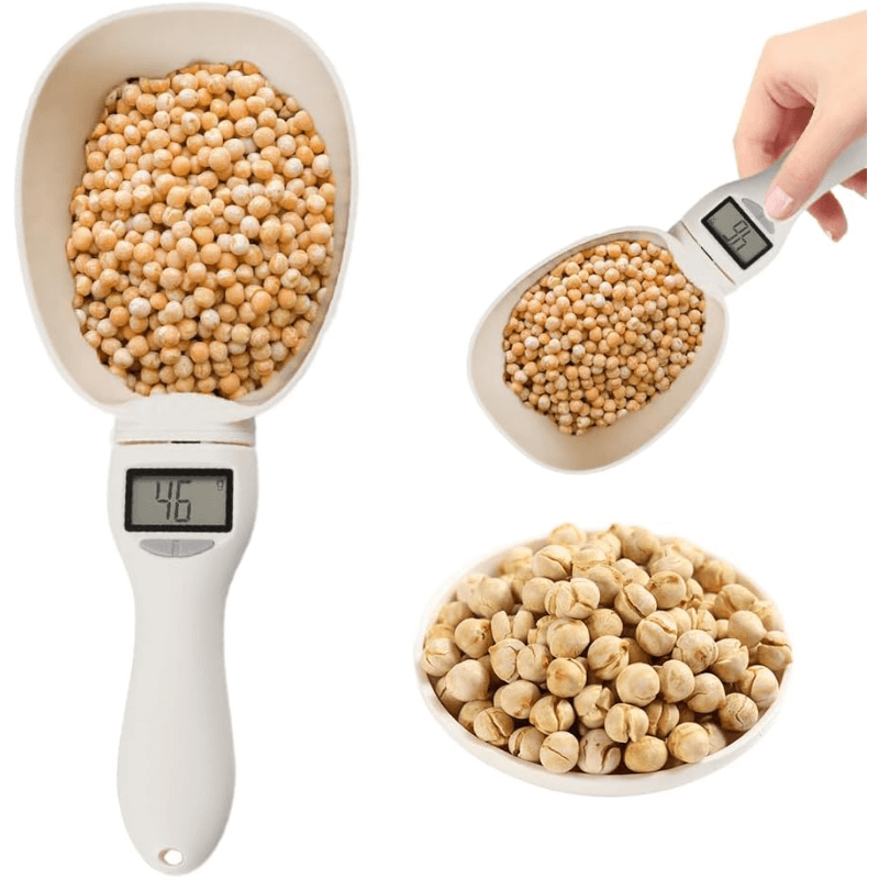 Digital measuring spoon scale by Mivoza Deutschland showing a stainless steel spoon with digital display for precise portioning in the kitchen.