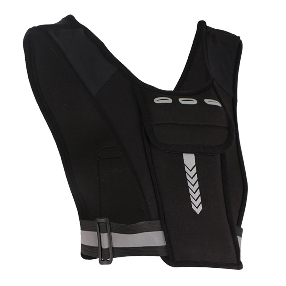 Black Belro reflective running vest chest bag with adjustable straps and reflective details for visibility during activewear workouts.