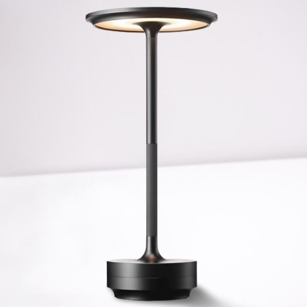 Black Belro portable cordless desk lamp with adjustable light intensity for versatile lighting on desks or workspaces.