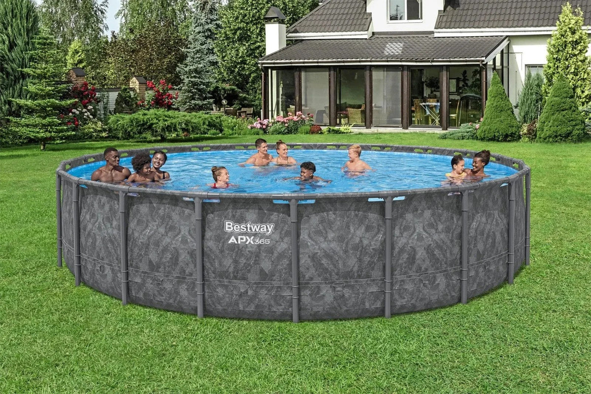 Casavibeo Bestway APX 365 22-foot round above ground swimming pool set with pump and ladder, water-filled and ready for use