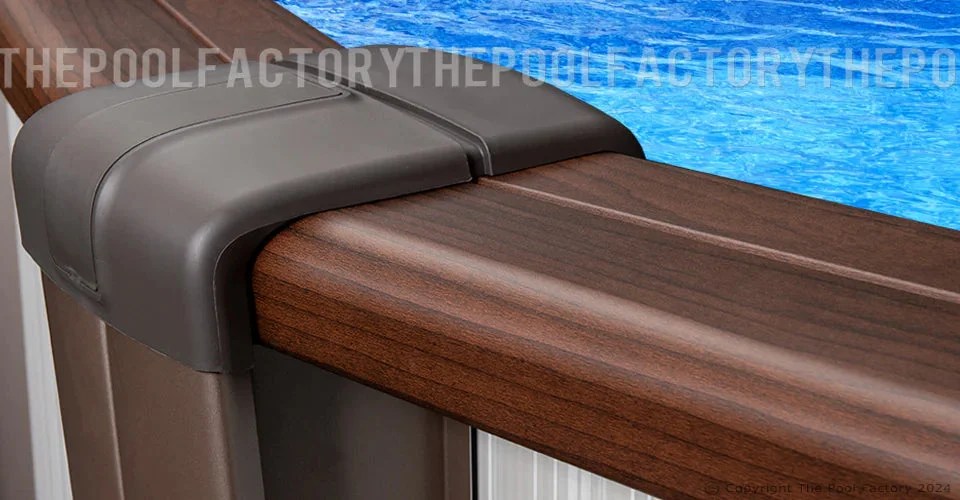Close-up of the top ledge of Casavibeo 30’x54” Daytona round pool showing the textured surface and sturdy construction.