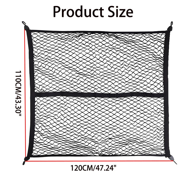 Belro cargo net for truck bed, durable storage and organization solution with black mesh design suitable for securing items.