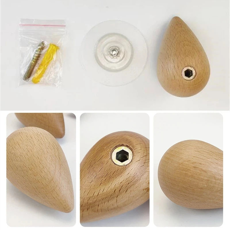 Belro Beech Wood Water Drop Wall Coat Holder with hooks for jackets and coats, mounted on a wall for organized storage.
