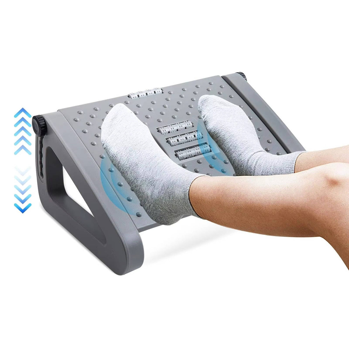 Belro under desk foot rest for home and office use, providing ergonomic support and comfort while working at a desk.