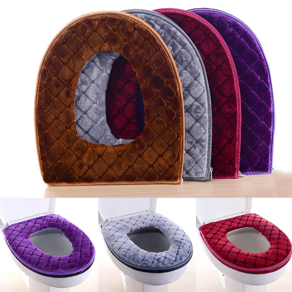 Belro bathroom toilet seat cover, 37x44cm, soft fabric with elastic edges, designed for comfort and easy fit.