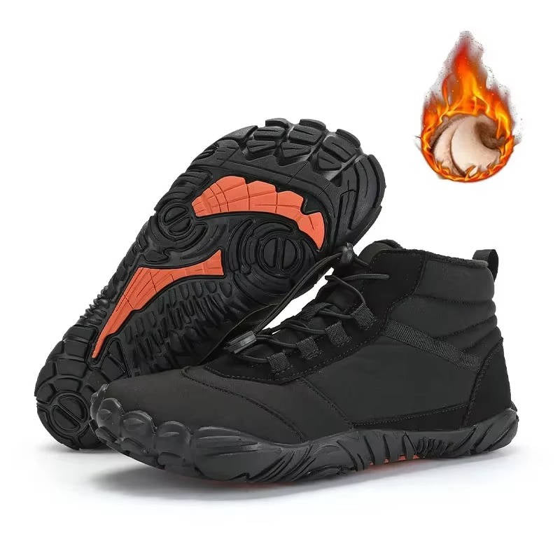 Belro waterproof and snowproof winter barefoot shoes with cozy fleece lining, designed for warmth and protection in cold weather.