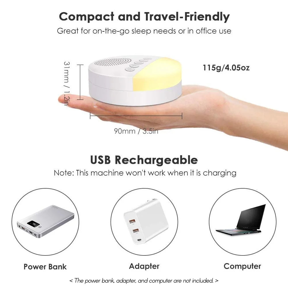 Belro Baby White Noise Machine for sleep aid, featuring calming sound options and compact design for soothing infants.