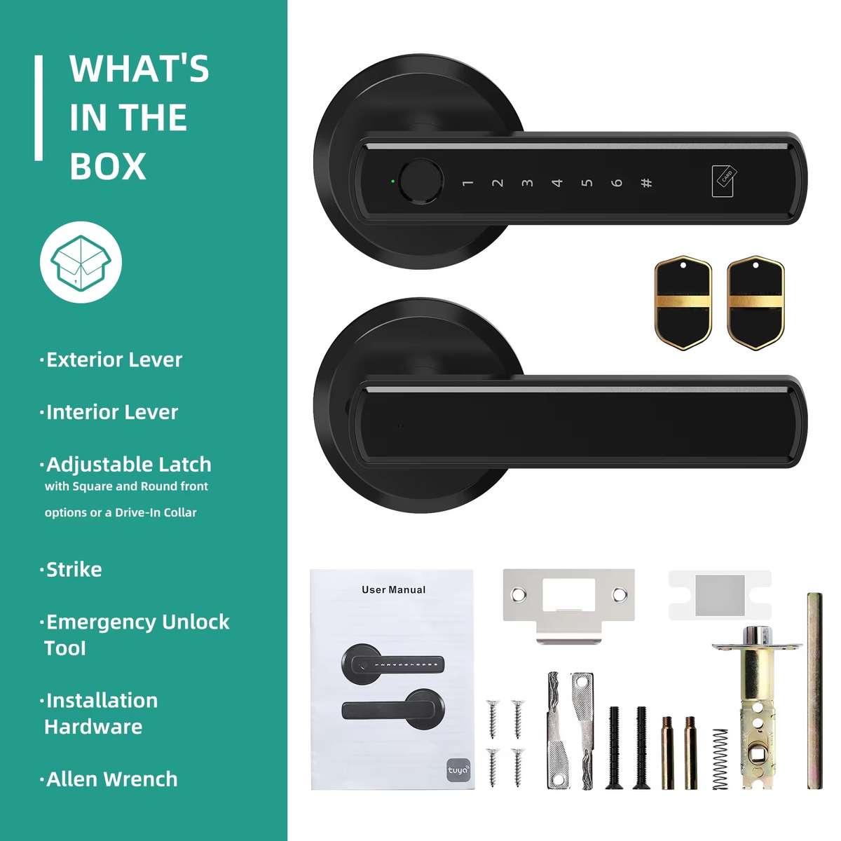 Belro keyless entry door lock with handle for automotive use, featuring a sleek design and digital keypad for secure access.