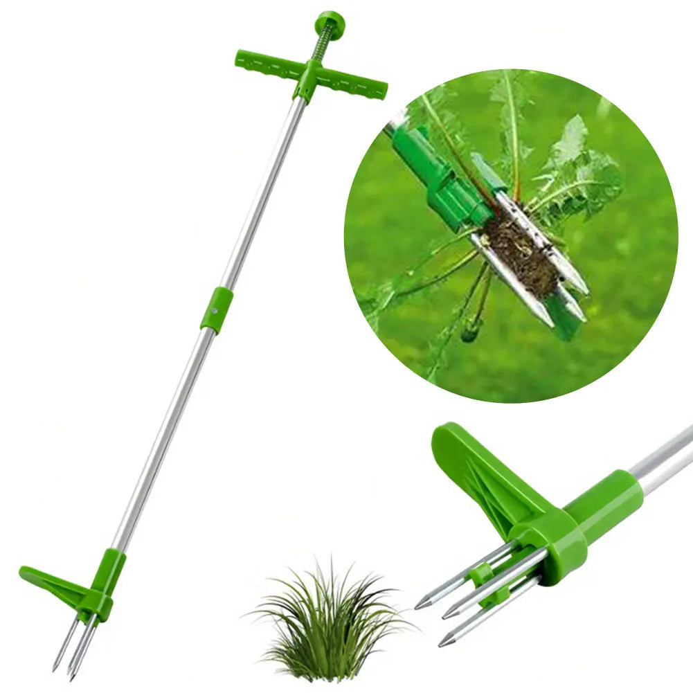 Belro long handle weed puller tool with foot pedal and claw design for easy garden weed removal.