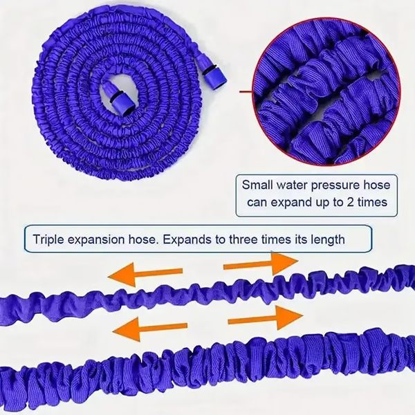Belro expandable garden water hose stretched out outdoors, showing its flexible, lightweight design for home and garden watering.