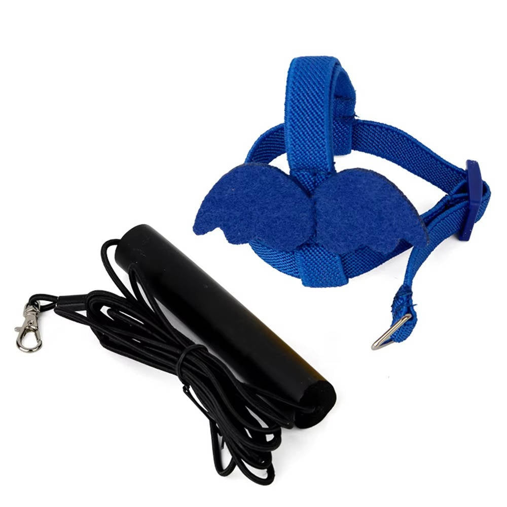 Belro Parrot Bird Harness attached to a colorful bird, showcasing a secure and comfortable pet harness for small birds.