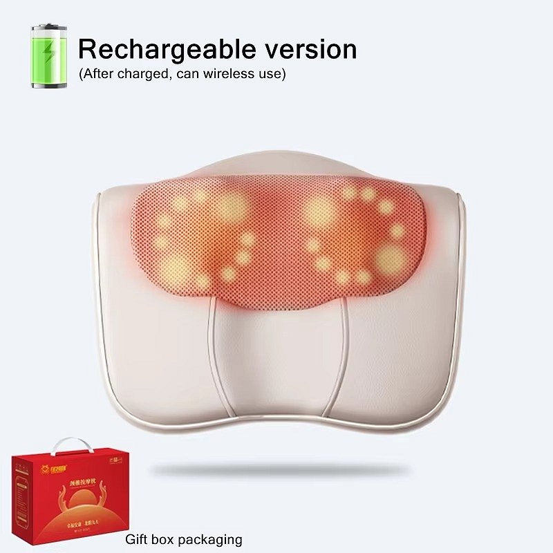 Belro neck massager pillow with ergonomic design and adjustable straps, used for relaxing neck and shoulder massage.