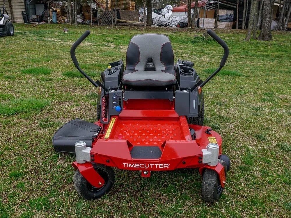 Toro 42-inch TimeCutter zero-turn mower with 22HP Kohler engine, shown with cutting deck and control panel.