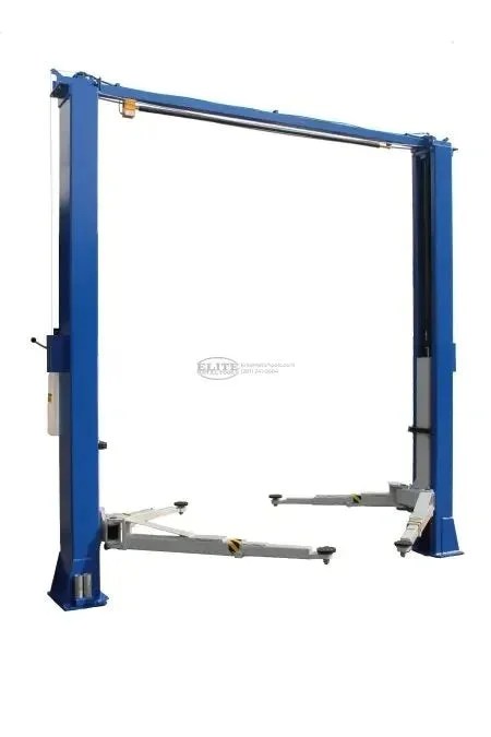 Casavibeo Tuxedo 11,000 lbs two-post clear floor lift with direct drive and bi-symmetric design, shown in image e1-27-1.