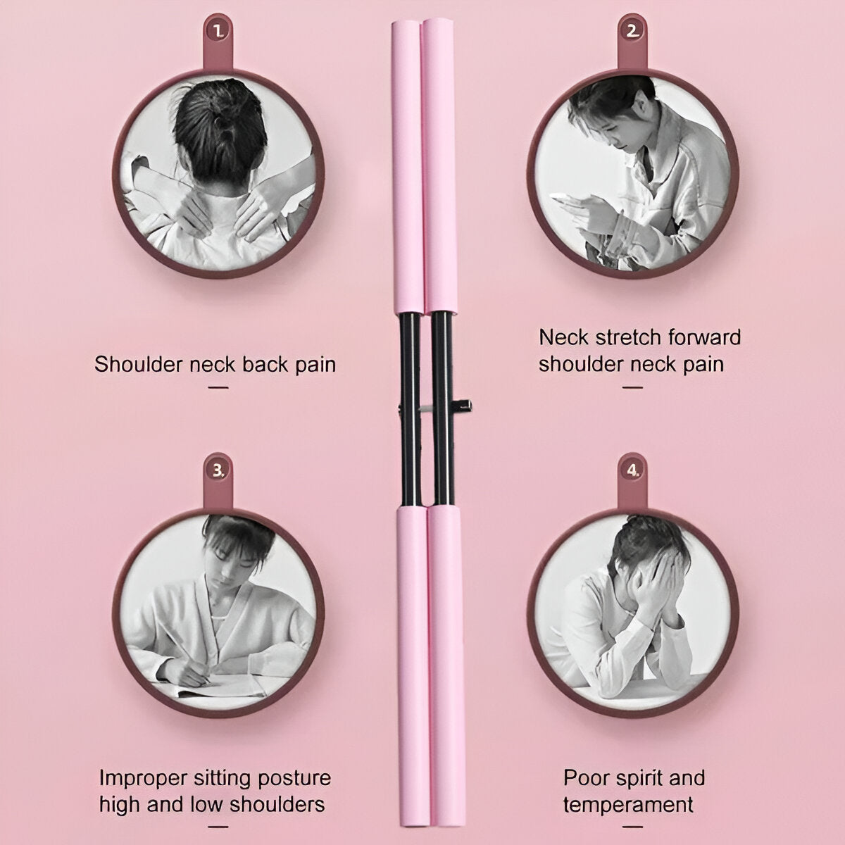 Belro Prevent Humpback device for back pain relief, showing a person using the health and beauty product to improve posture.