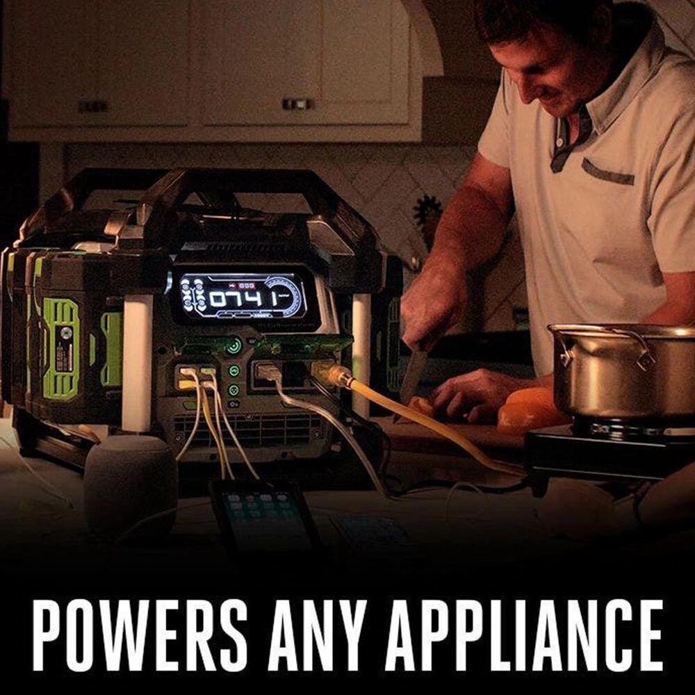 Casavibeo EGO Nexus portable generator with 3000-watt capacity and 2 battery kit, showing the generator and batteries in a natural setting.