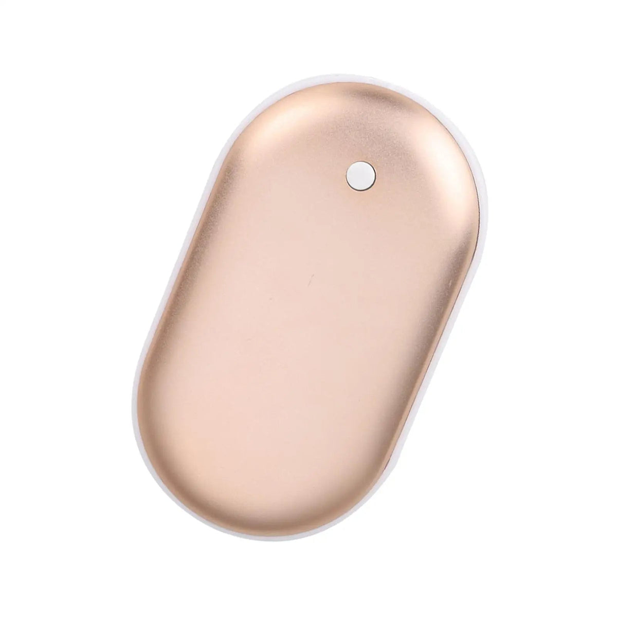 Belro USB rechargeable hand warmer in gold, portable outdoor heat source for winter outdoor activities.