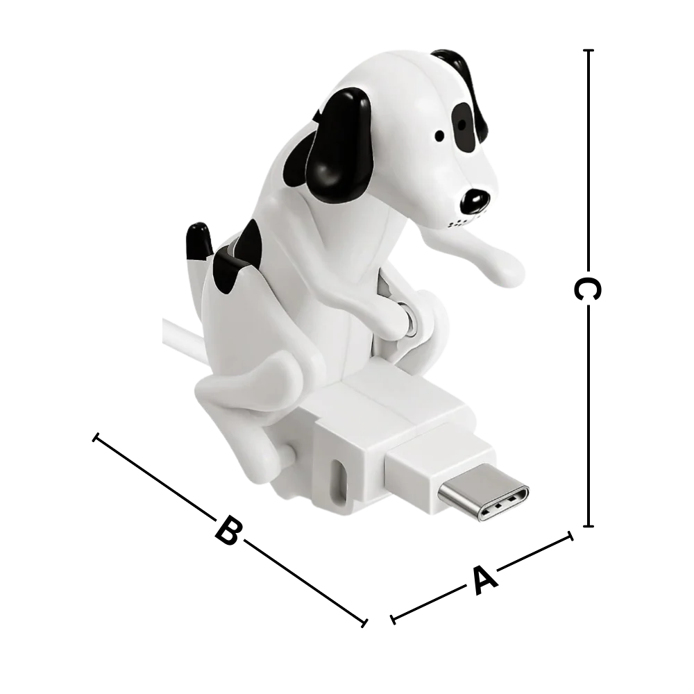 Belro Humping Dog fast charger cable for electronics, featuring a playful dog design, connected to a charging device.