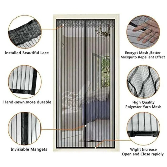 Belro magnetic mesh screen for outdoor doors, breathable screen with magnetic closure, ideal for home and garden insect protection