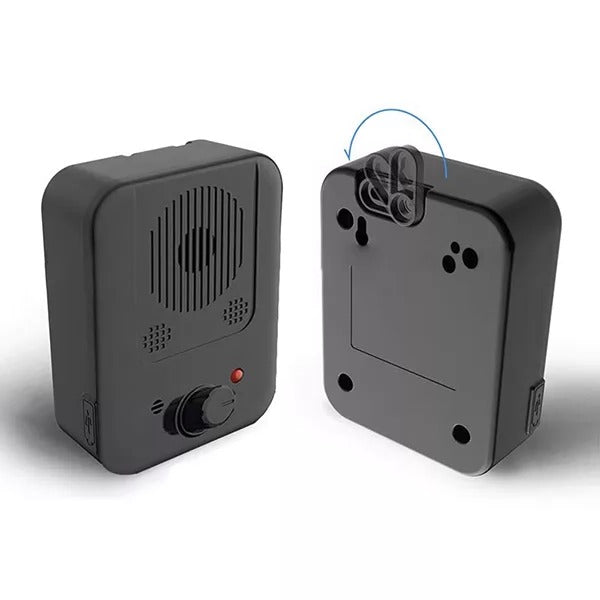 Belro Ultrasonic Anti-Bark Device showing compact design with ultrasonic speaker, used to deter dog barking.