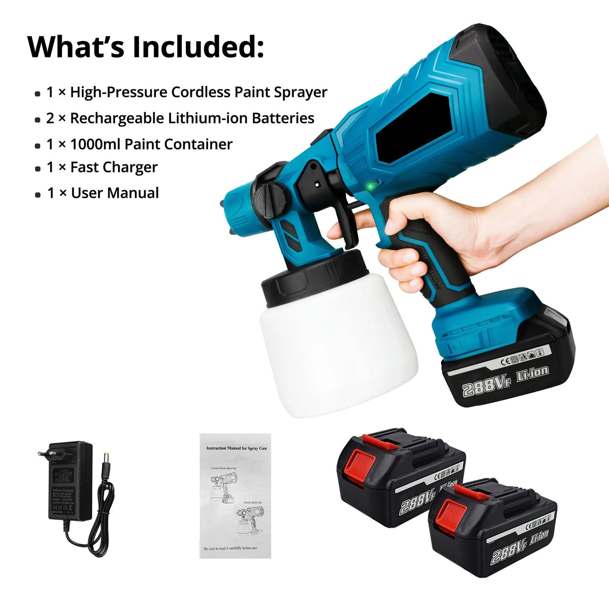 Belro cordless paint sprayer with ergonomic handle and spray nozzle, ideal for quick and even painting tasks.