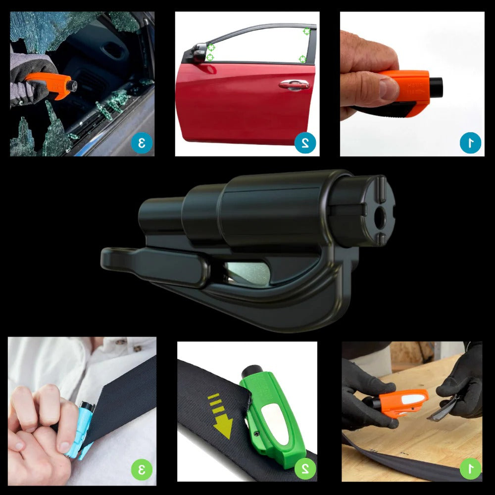 Belro Essential 2-in-1 Car Breaker Tool for outdoor use, featuring sturdy metal construction and ergonomic design.