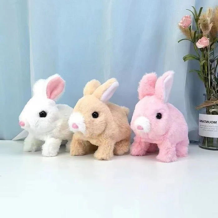 Belro interactive plush bunny toy, soft and cuddly, designed for children, shown in a playful pose against a neutral background.