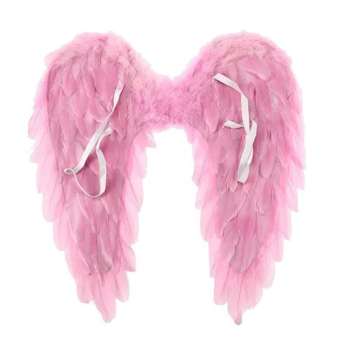 Belro feathered angel wings costume for men, featuring detailed feather design and white fabric, perfect for cosplay or themed events.