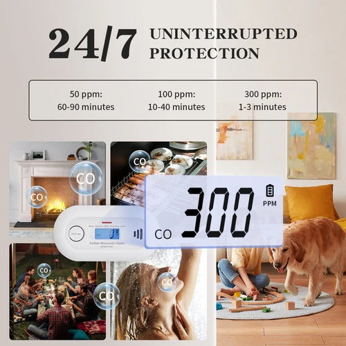 Belro smart carbon monoxide detector mounted outdoors, compact safety device for home and garden protection against CO leaks.
