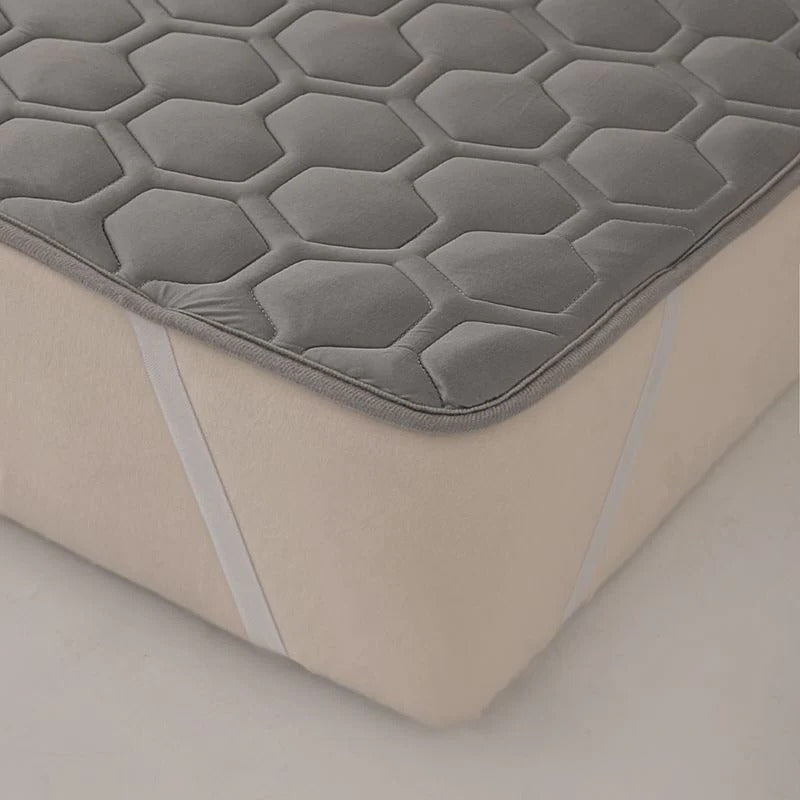 Belro cooling mattress pad on a bed, breathable and plush bedding topper designed to keep you cool and comfortable overnight.