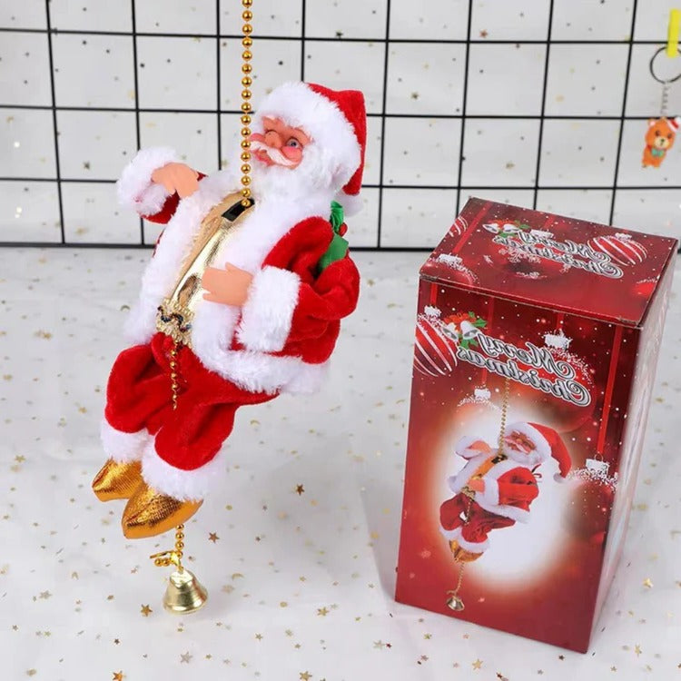 Belro Climbing Santa holiday display toy with festive Santa figure, designed as a fun holiday decoration for men's clothing display.