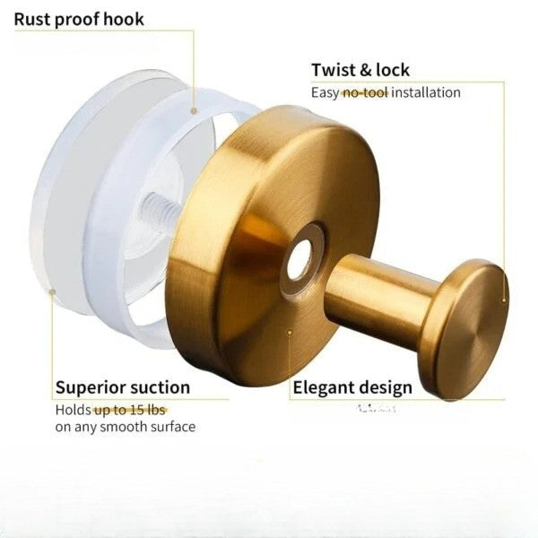 Belro Twist-Lock Suction Cup Wall Hooks for men’s clothing, featuring secure suction and modern design for bathroom or closet use.
