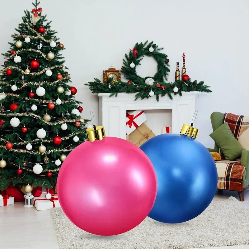 Belro inflatable holiday ball decoration, large colorful plastic ornament for festive outdoor or indoor holiday decor