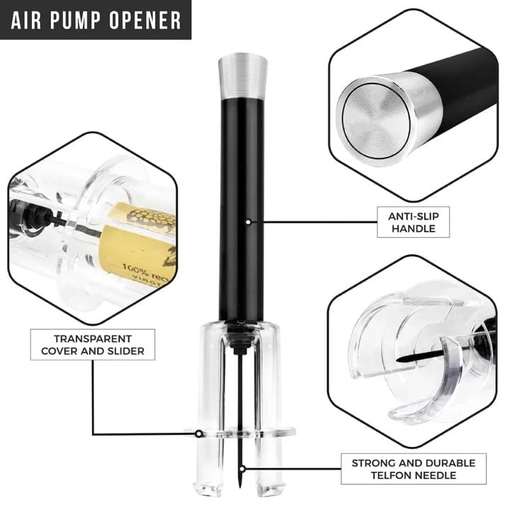 Belro Air-Assist Wine Bottle Opening Set with electronic opener and accessories for effortless wine opening.