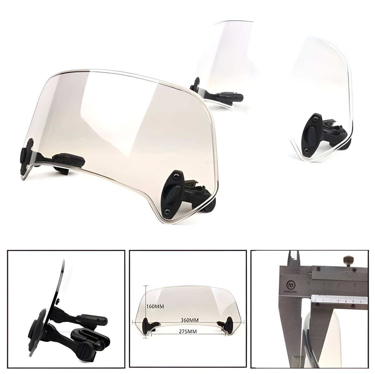 Belro motorcycle windshield extension mounted on a motorcycle, providing added wind protection for riders.