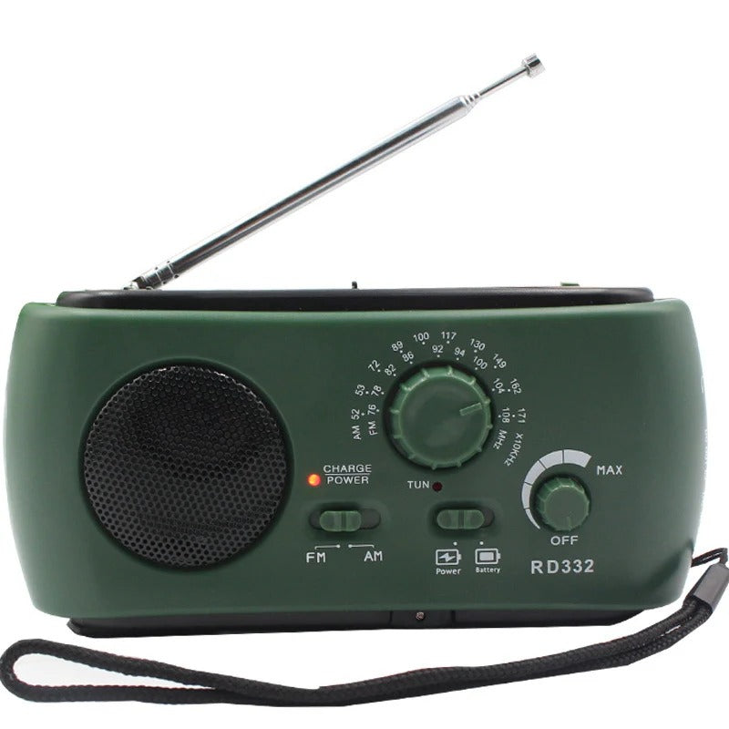 Belro portable emergency radio with digital tuner, solar panel, and hand crank for reliable communication during emergencies.